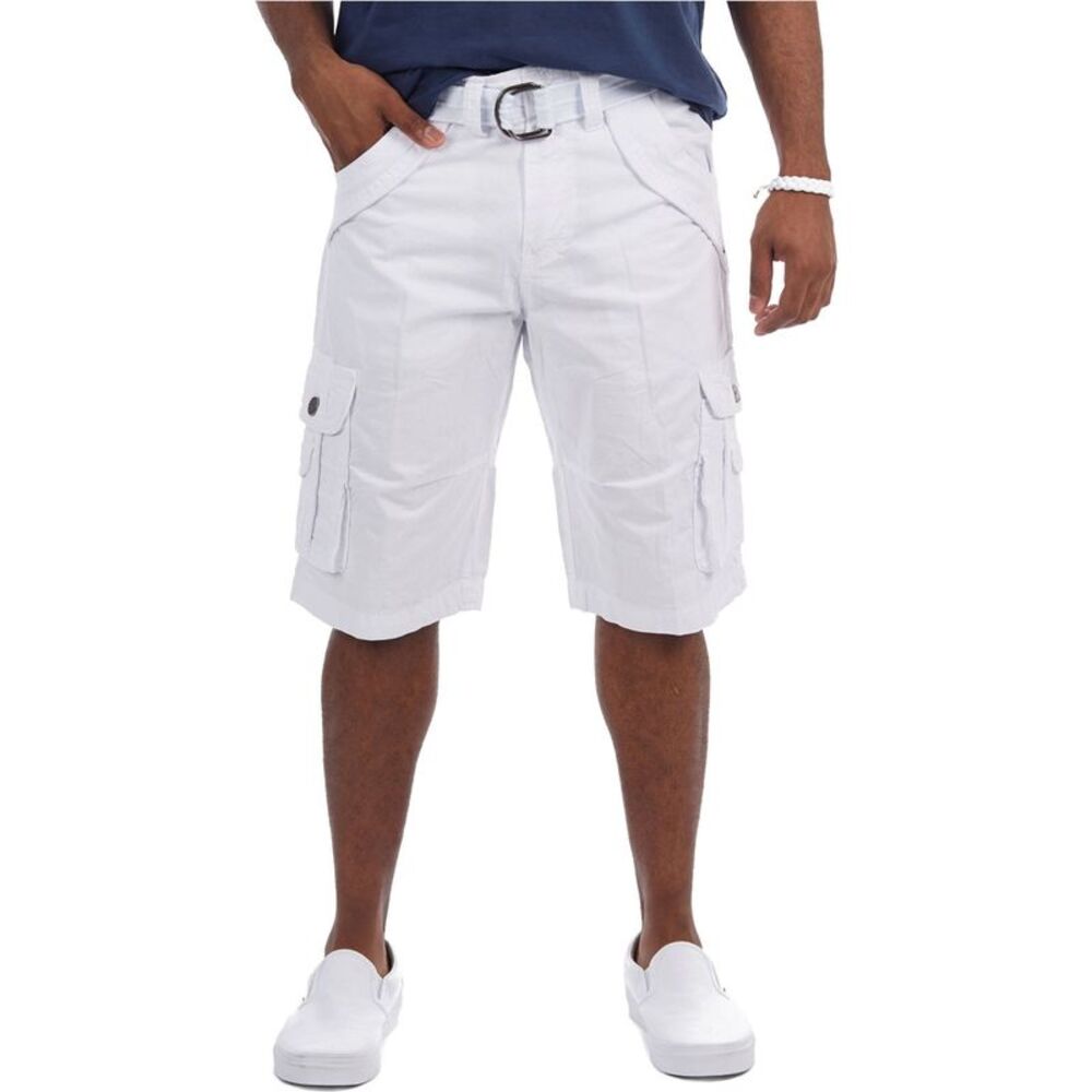 XRAY Mens Belted Double Pocket Casual Cargo Shorts, White, 34, DM